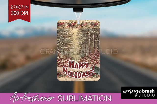 Vintage Christmas Air Freshener PNG - Xmas Car Freshener Sublimation OrangeBrushStudio 