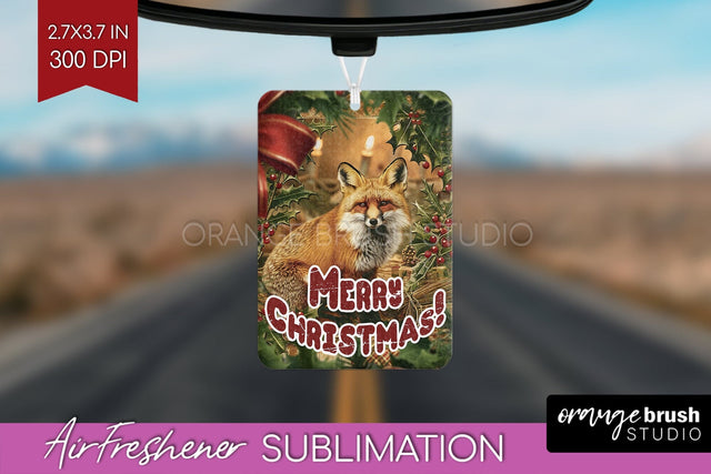 Vintage Christmas Air Freshener PNG - Xmas Car Freshener Sublimation OrangeBrushStudio 