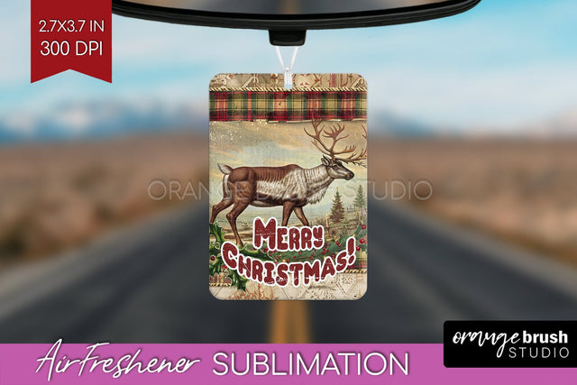 Vintage Christmas Air Freshener PNG - Xmas Car Freshener Sublimation OrangeBrushStudio 
