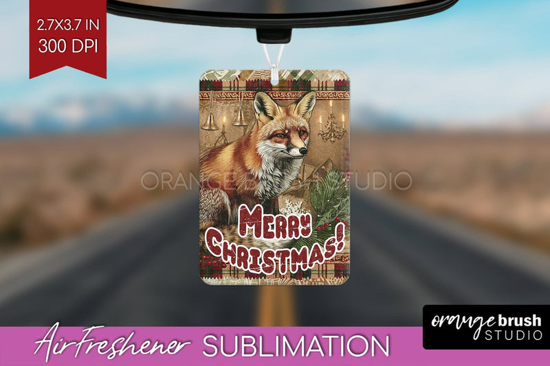 Vintage Christmas Air Freshener PNG - Xmas Car Freshener Sublimation OrangeBrushStudio 