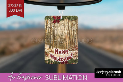 Vintage Christmas Air Freshener PNG - Xmas Car Freshener Sublimation OrangeBrushStudio 