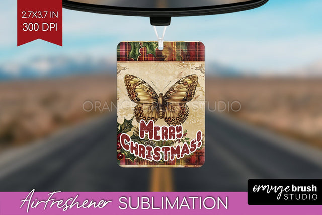 Vintage Christmas Air Freshener PNG - Xmas Car Freshener Sublimation OrangeBrushStudio 