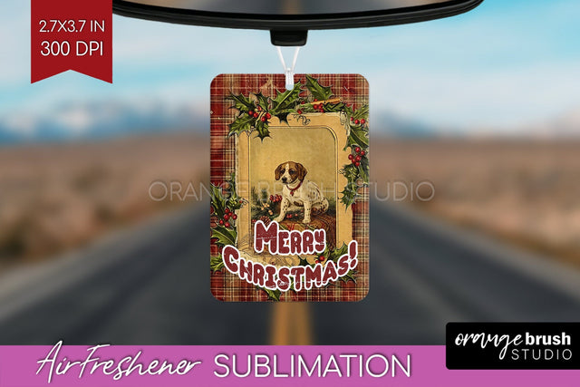 Vintage Christmas Air Freshener PNG - Xmas Car Freshener Sublimation OrangeBrushStudio 