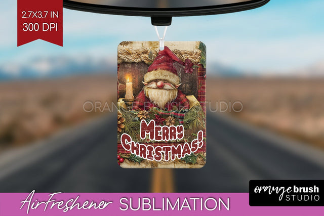 Vintage Christmas Air Freshener PNG - Xmas Car Freshener Sublimation OrangeBrushStudio 