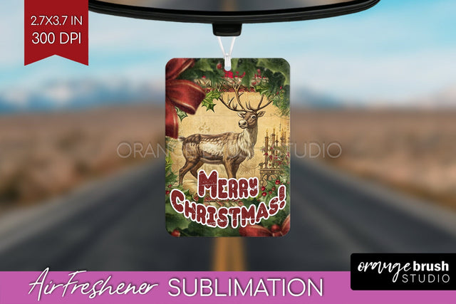 Vintage Christmas Air Freshener PNG - Xmas Car Freshener Sublimation OrangeBrushStudio 