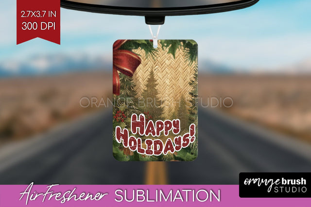 Vintage Christmas Air Freshener PNG - Xmas Car Freshener Sublimation OrangeBrushStudio 