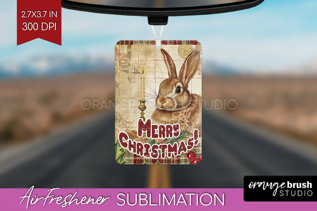 Vintage Christmas Air Freshener PNG - Xmas Car Freshener Sublimation OrangeBrushStudio 