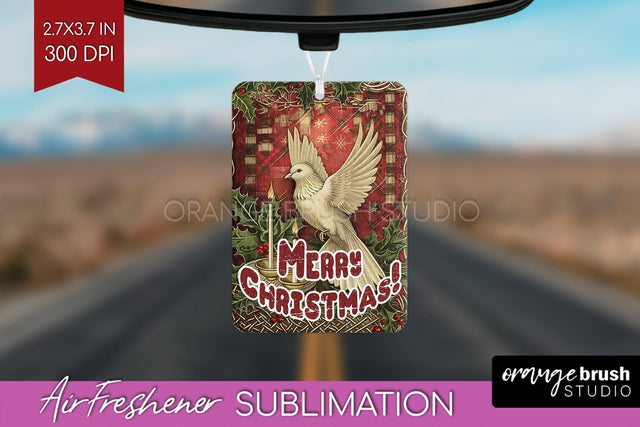 Vintage Christmas Air Freshener PNG - Xmas Car Freshener Sublimation OrangeBrushStudio 