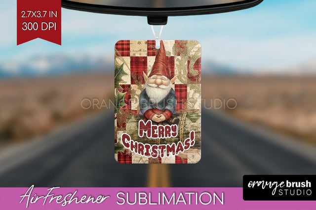 Vintage Christmas Air Freshener PNG - Xmas Car Freshener Sublimation OrangeBrushStudio 