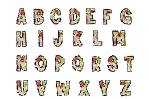 Vintage Christmas Alphabet PNG, Holiday Patchwork Doodle Sublimation BijouBay 