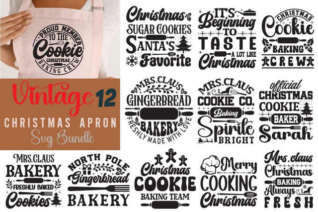 Vintage Christmas Apron Svg Bundle SVG Angelina750 