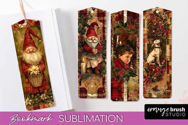 Vintage Christmas Bookmark - Retro Christmas Bookmarks PNG Sublimation OrangeBrushStudio 