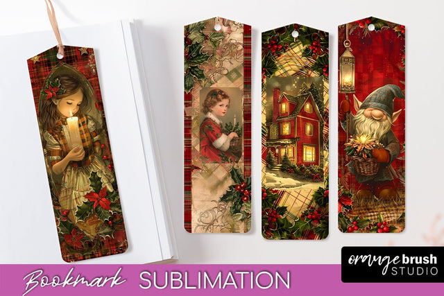 Vintage Christmas Bookmark - Retro Christmas Bookmarks PNG Sublimation OrangeBrushStudio 
