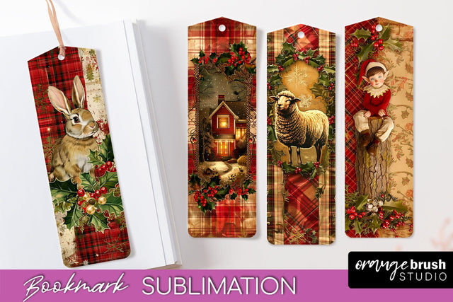 Vintage Christmas Bookmark - Retro Christmas Bookmarks PNG Sublimation OrangeBrushStudio 
