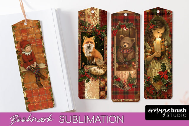 Vintage Christmas Bookmark - Retro Christmas Bookmarks PNG Sublimation OrangeBrushStudio 
