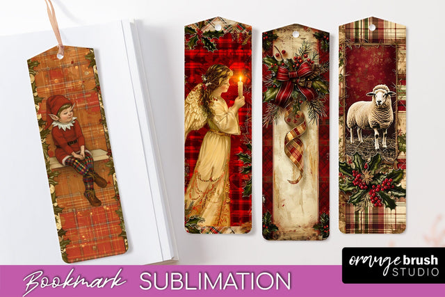 Vintage Christmas Bookmark - Retro Christmas Bookmarks PNG Sublimation OrangeBrushStudio 
