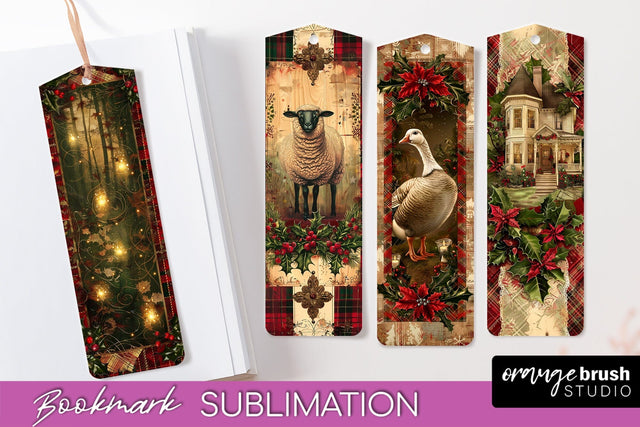 Vintage Christmas Bookmark - Retro Christmas Bookmarks PNG Sublimation OrangeBrushStudio 