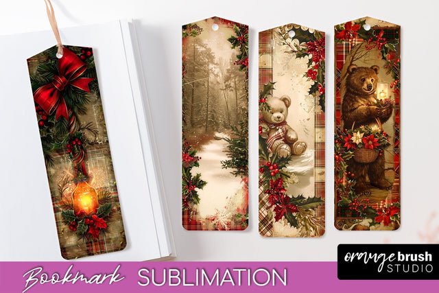 Vintage Christmas Bookmark - Retro Christmas Bookmarks PNG Sublimation OrangeBrushStudio 