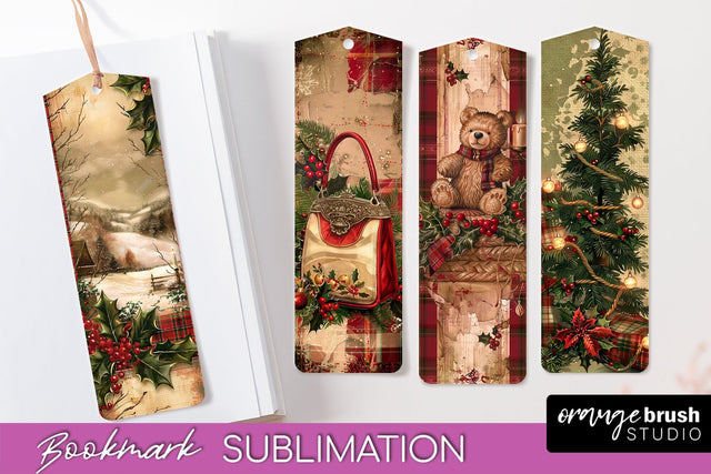 Vintage Christmas Bookmark - Retro Christmas Bookmarks PNG Sublimation OrangeBrushStudio 