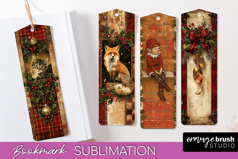 Vintage Christmas Bookmark - Retro Christmas Bookmarks PNG Sublimation OrangeBrushStudio 