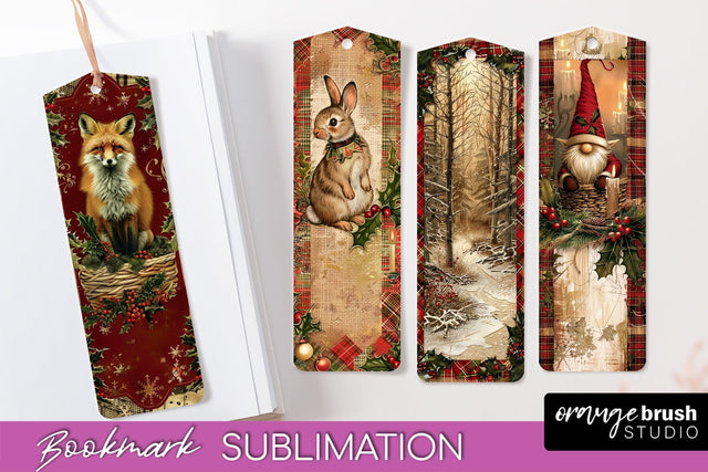 Vintage Christmas Bookmark - Retro Christmas Bookmarks PNG Sublimation OrangeBrushStudio 