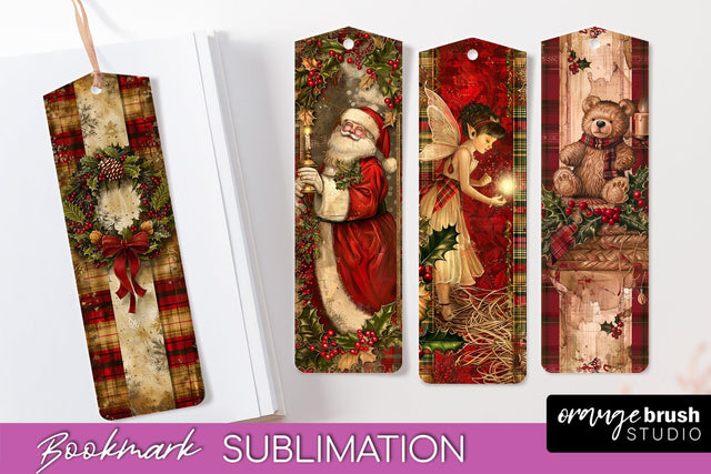 Vintage Christmas Bookmark - Retro Christmas Bookmarks PNG Sublimation OrangeBrushStudio 