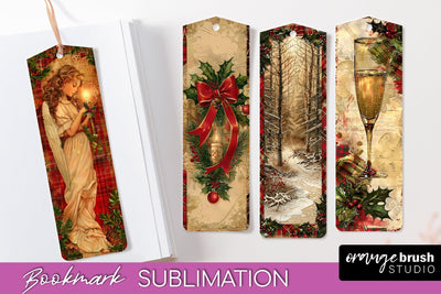 Vintage Christmas Bookmark - Retro Christmas Bookmarks PNG Sublimation OrangeBrushStudio 