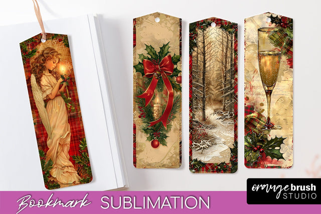 Vintage Christmas Bookmark - Retro Christmas Bookmarks PNG Sublimation OrangeBrushStudio 