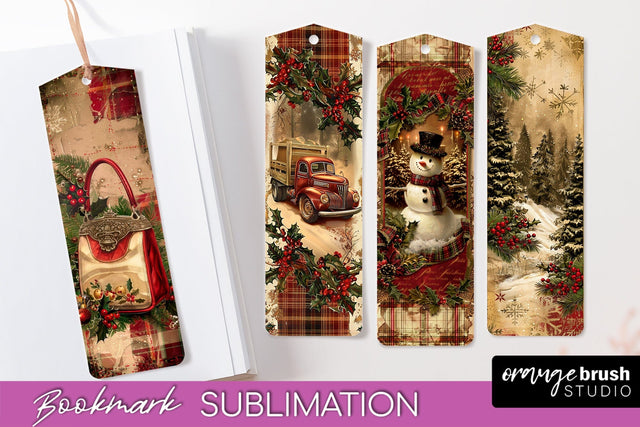 Vintage Christmas Bookmark - Retro Christmas Bookmarks PNG Sublimation OrangeBrushStudio 