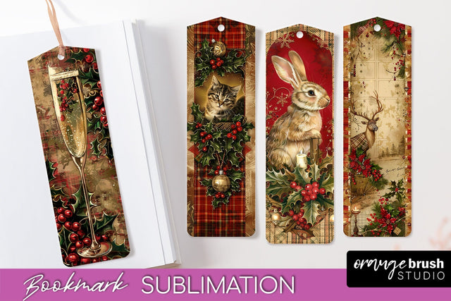 Vintage Christmas Bookmark - Retro Christmas Bookmarks PNG Sublimation OrangeBrushStudio 