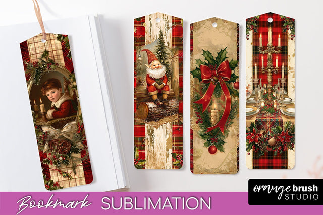 Vintage Christmas Bookmark - Retro Christmas Bookmarks PNG Sublimation OrangeBrushStudio 