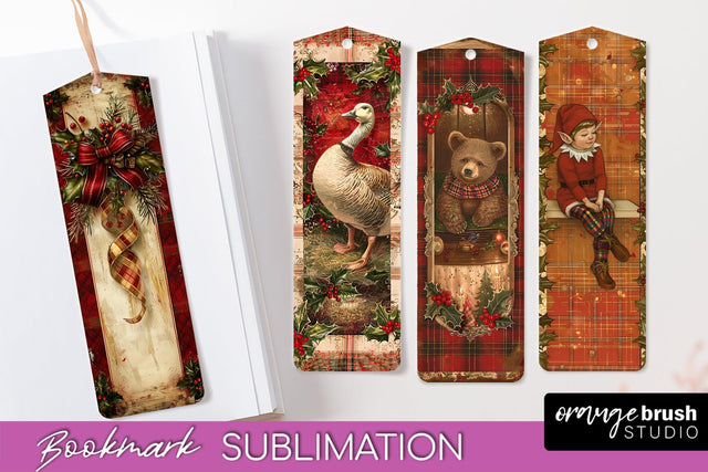 Vintage Christmas Bookmark - Retro Christmas Bookmarks PNG Sublimation OrangeBrushStudio 