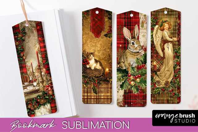 Vintage Christmas Bookmark - Retro Christmas Bookmarks PNG Sublimation OrangeBrushStudio 