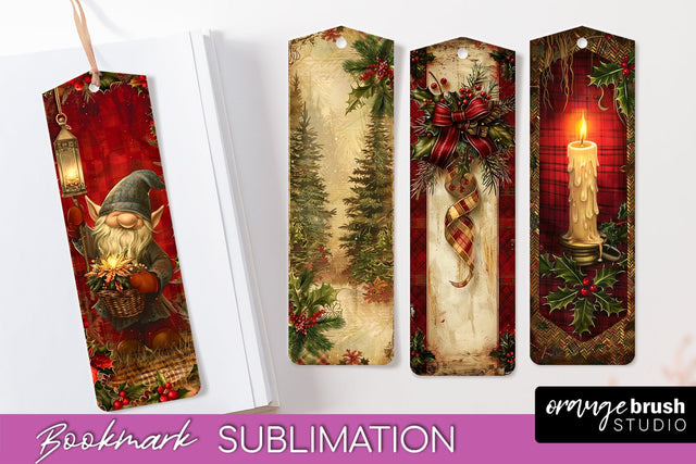 Vintage Christmas Bookmark - Retro Christmas Bookmarks PNG Sublimation OrangeBrushStudio 