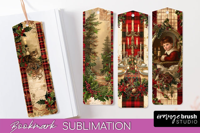 Vintage Christmas Bookmark - Retro Christmas Bookmarks PNG Sublimation OrangeBrushStudio 