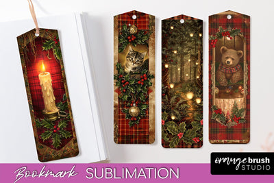 Vintage Christmas Bookmark - Retro Christmas Bookmarks PNG Sublimation OrangeBrushStudio 