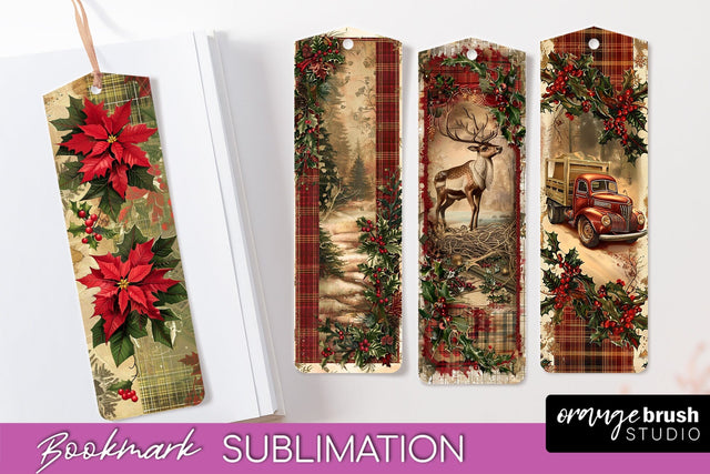 Vintage Christmas Bookmark - Retro Christmas Bookmarks PNG Sublimation OrangeBrushStudio 