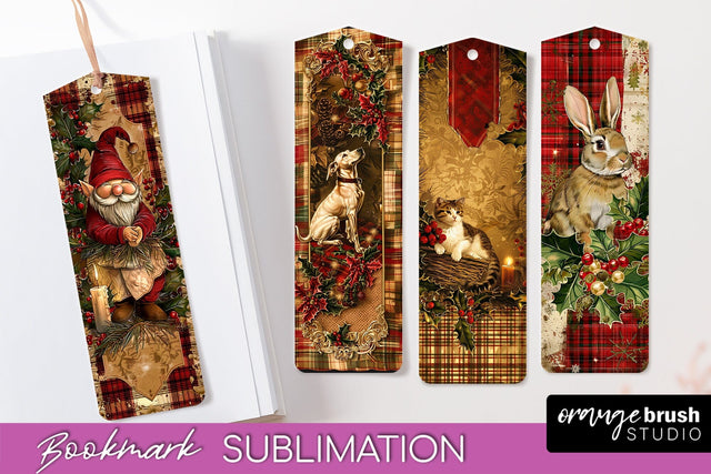Vintage Christmas Bookmark - Retro Christmas Bookmarks PNG Sublimation OrangeBrushStudio 