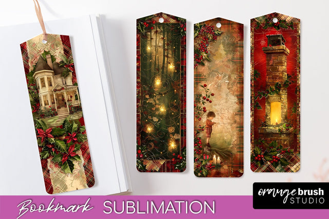 Vintage Christmas Bookmark - Retro Christmas Bookmarks PNG Sublimation OrangeBrushStudio 