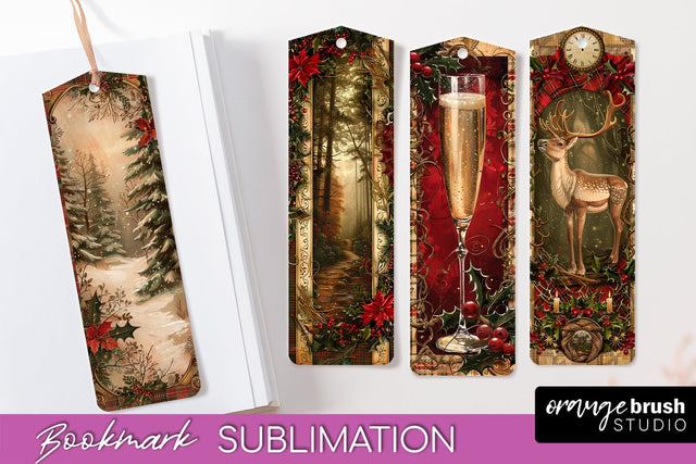 Vintage Christmas Bookmark - Retro Christmas Bookmarks PNG Sublimation OrangeBrushStudio 