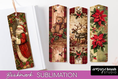 Vintage Christmas Bookmark - Retro Christmas Bookmarks PNG Sublimation OrangeBrushStudio 