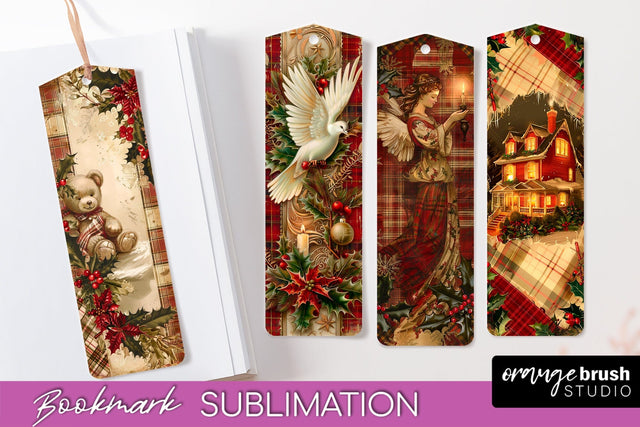 Vintage Christmas Bookmark - Retro Christmas Bookmarks PNG Sublimation OrangeBrushStudio 