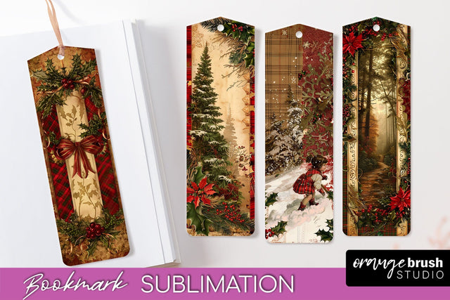 Vintage Christmas Bookmark - Retro Christmas Bookmarks PNG Sublimation OrangeBrushStudio 