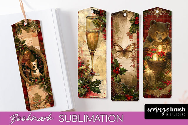Vintage Christmas Bookmark - Retro Christmas Bookmarks PNG Sublimation OrangeBrushStudio 