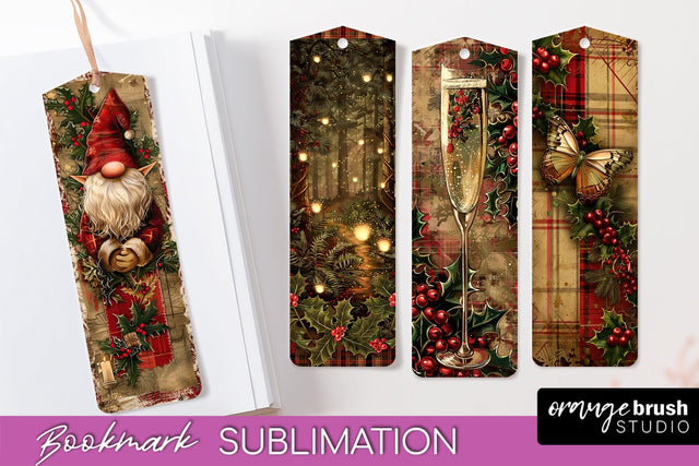 Vintage Christmas Bookmark - Retro Christmas Bookmarks PNG Sublimation OrangeBrushStudio 