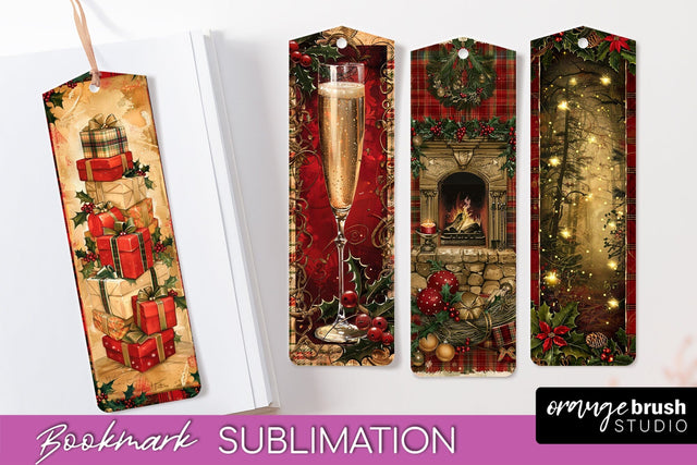Vintage Christmas Bookmark - Retro Christmas Bookmarks PNG Sublimation OrangeBrushStudio 