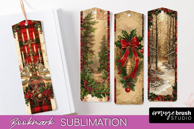 Vintage Christmas Bookmark - Retro Christmas Bookmarks PNG Sublimation OrangeBrushStudio 