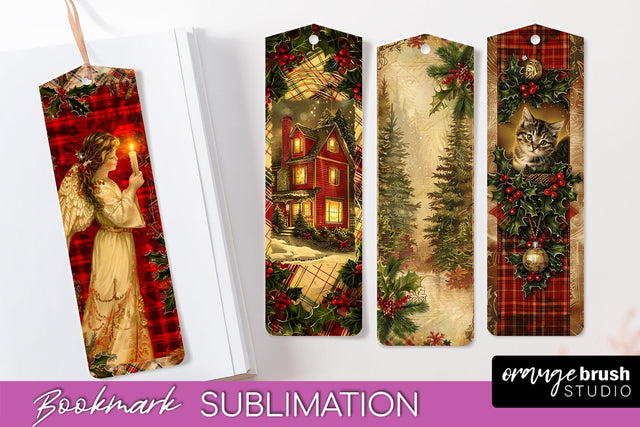 Vintage Christmas Bookmark - Retro Christmas Bookmarks PNG Sublimation OrangeBrushStudio 
