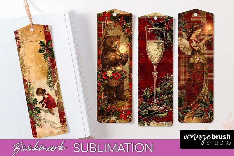 Vintage Christmas Bookmark - Retro Christmas Bookmarks PNG Sublimation OrangeBrushStudio 