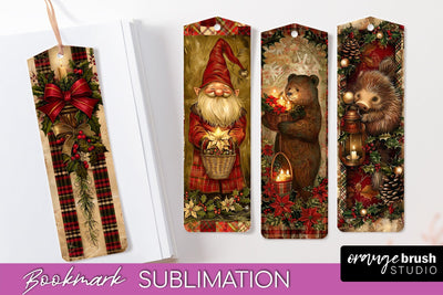Vintage Christmas Bookmark - Retro Christmas Bookmarks PNG Sublimation OrangeBrushStudio 